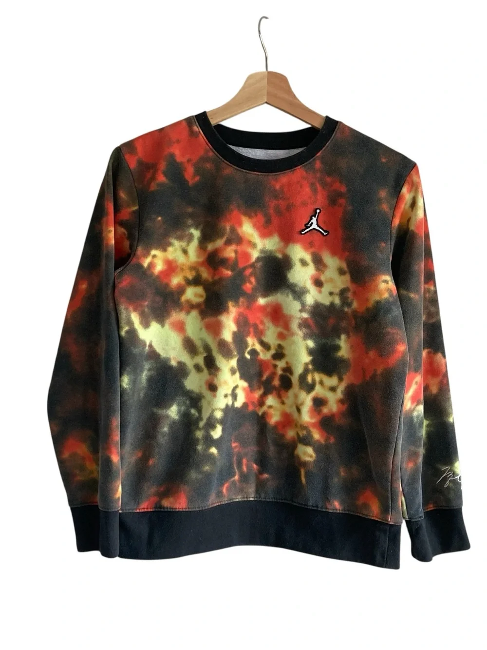 Jordan Smoke Orange Black Tie-Dye Kids Crewneck Sweatshirt & Joggers Set